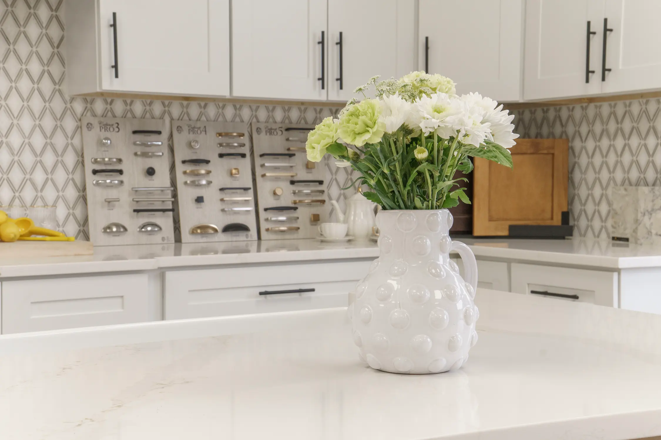 Honeycutt Group Salisbury showroom with hardware displays and countertop samples